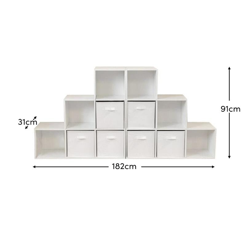 12 Cube Bookcase Ladder Storage Unit - White - Two 6 Cube Units (White Basket) - Laura James