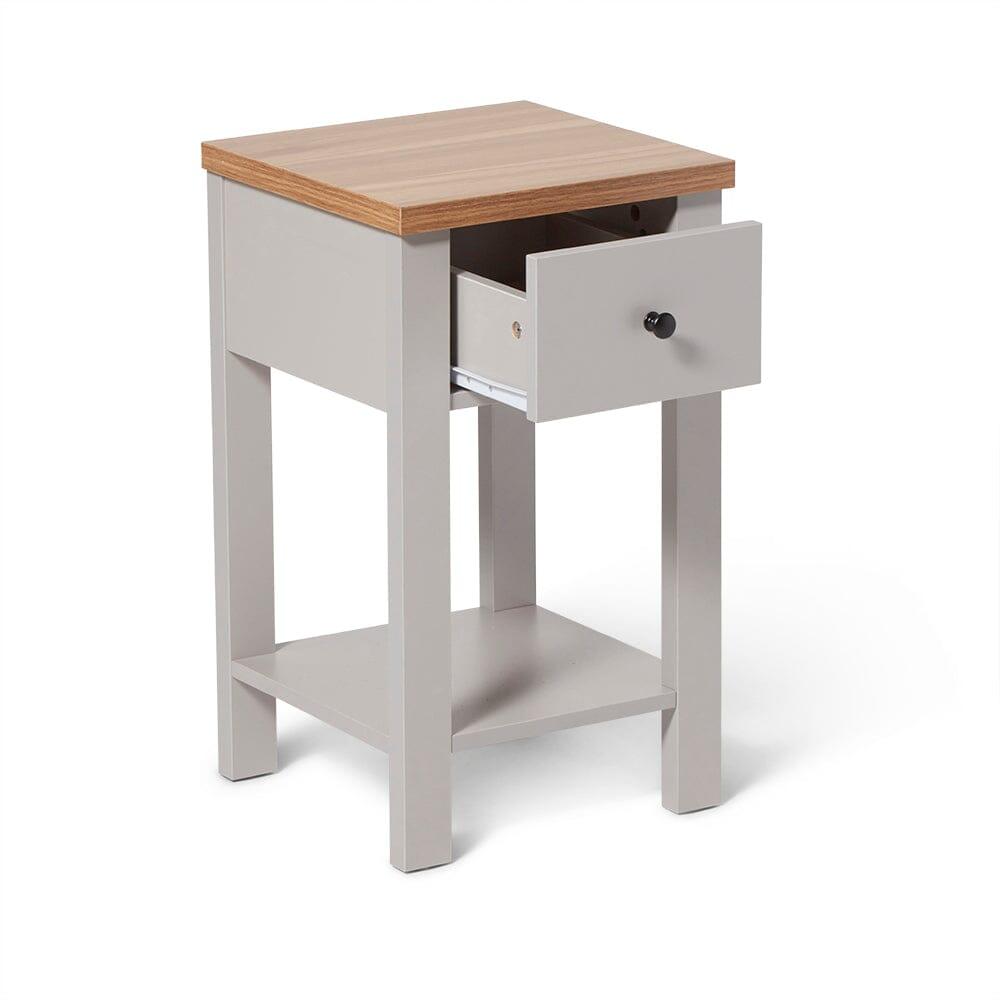Bampton Stone Grey Bedside Table - 1 Drawer - Laura James