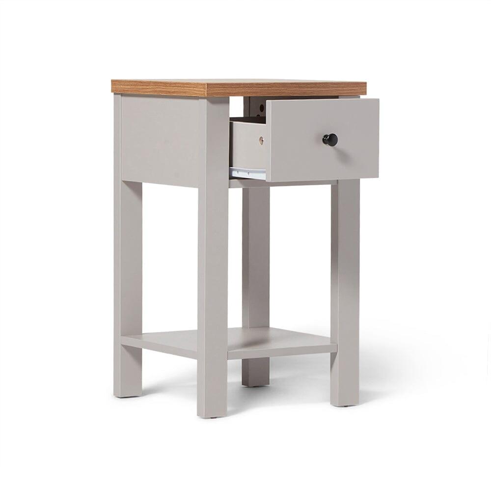 Bampton Stone Grey Bedside Table - 1 Drawer - Laura James
