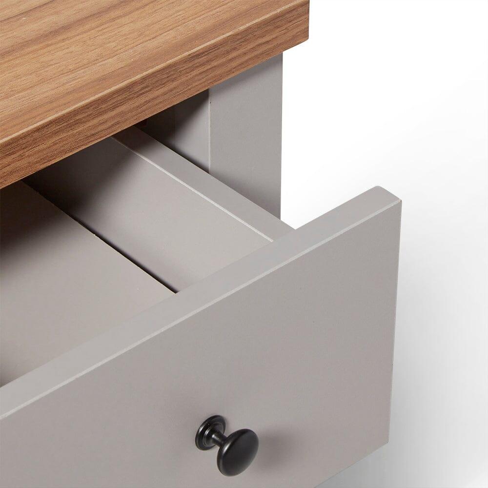 Bampton Stone Grey Bedside Table - 1 Drawer - Laura James