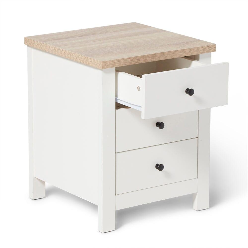 Bampton Alabaster White Bedside Table - 3 Drawer - Laura James