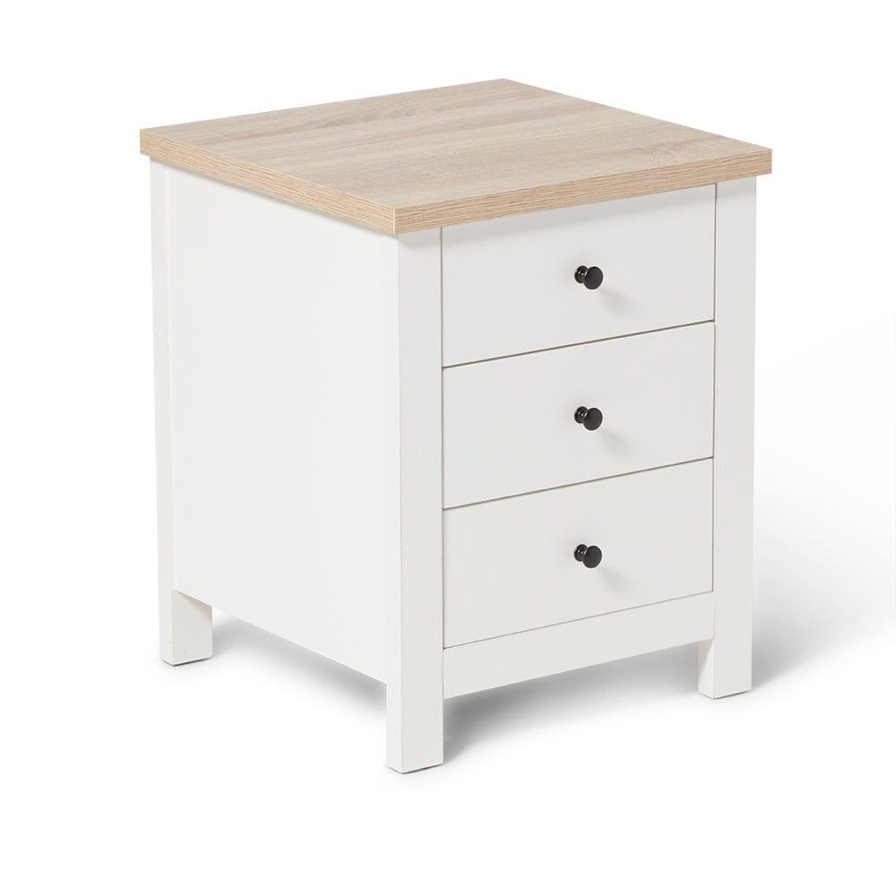 Bampton Alabaster White Bedside Table - 3 Drawer - Laura James