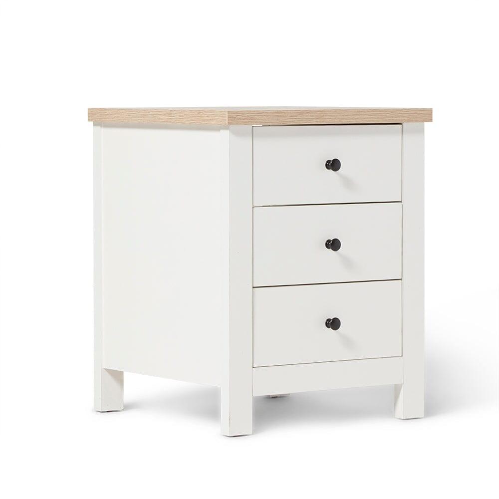 Bampton Alabaster White Bedside Table - 3 Drawer - Laura James