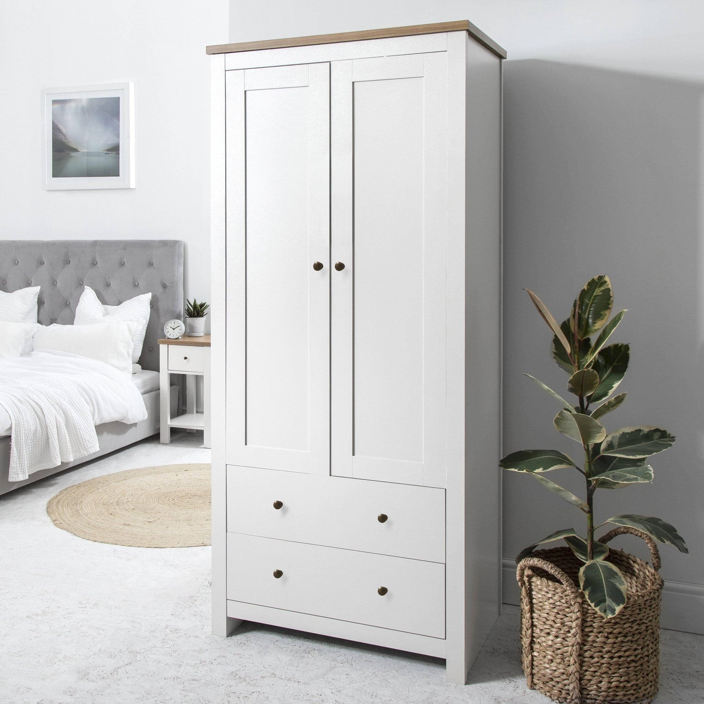 Bampton 4 Piece Bedroom Furniture set with Bedside Tables - Double Wardrobe - Chest of Drawers - Laura James