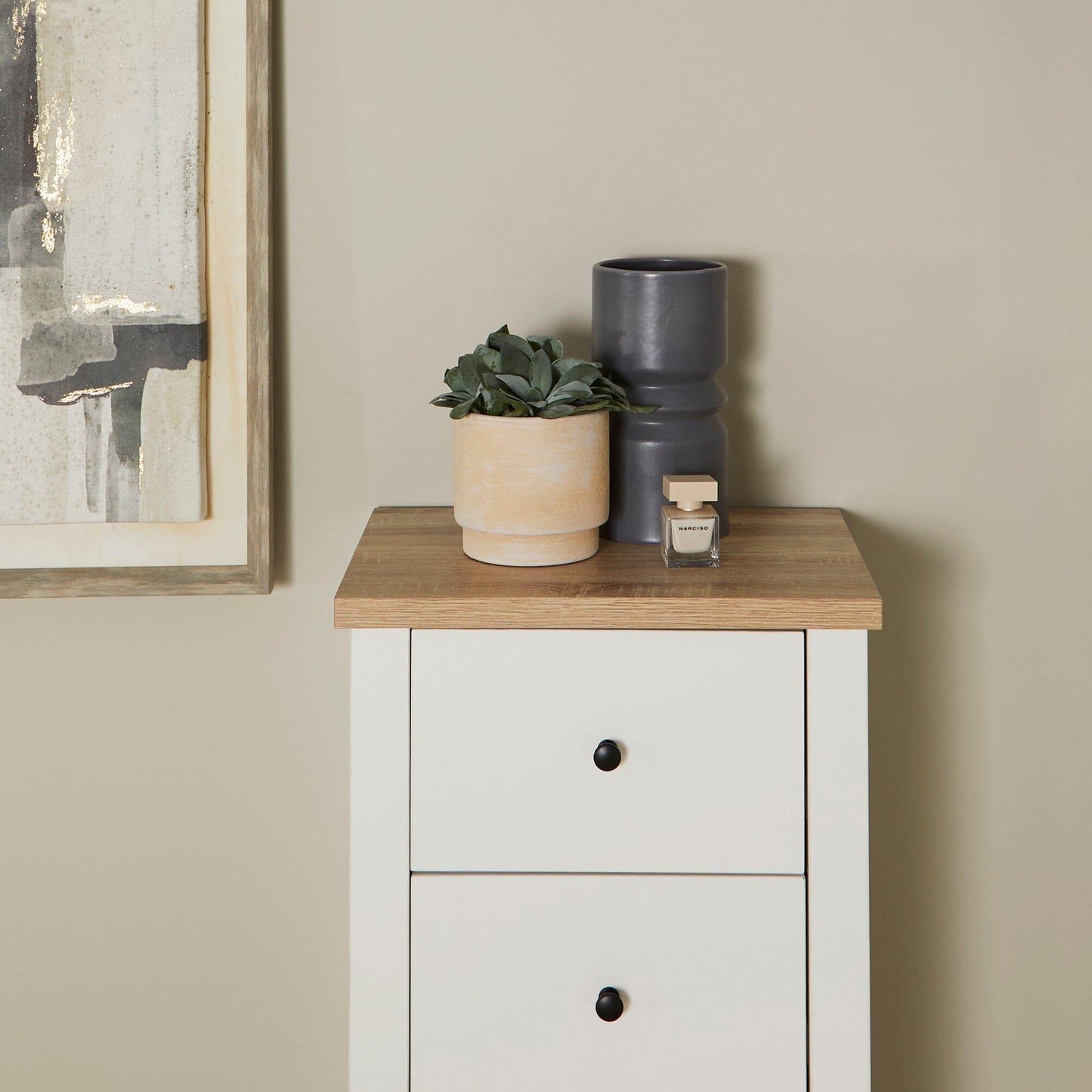 Bampton 5 Drawer Tallboy - Alabaster White - Laura James