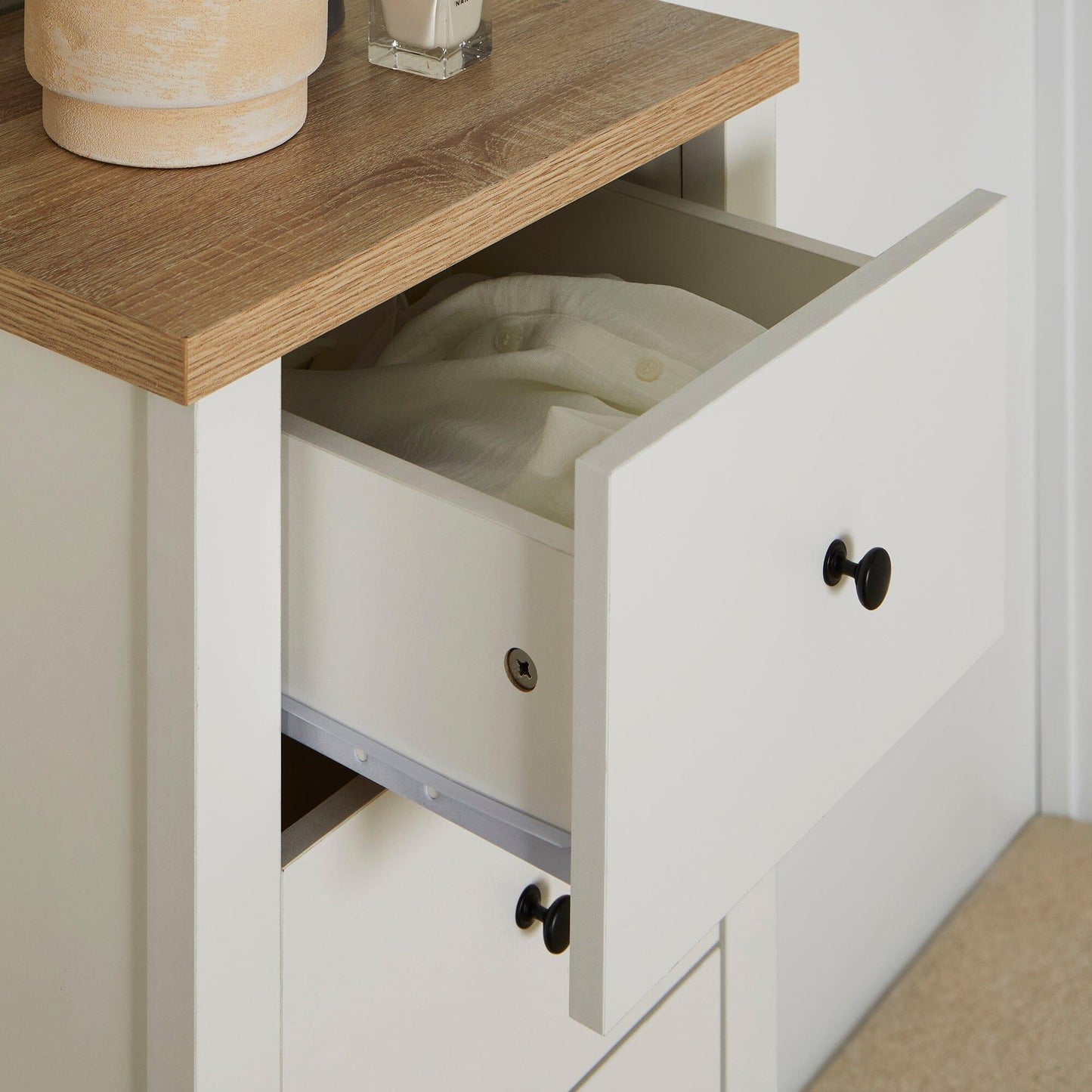 Bampton 5 Drawer Tallboy - Alabaster White - Laura James