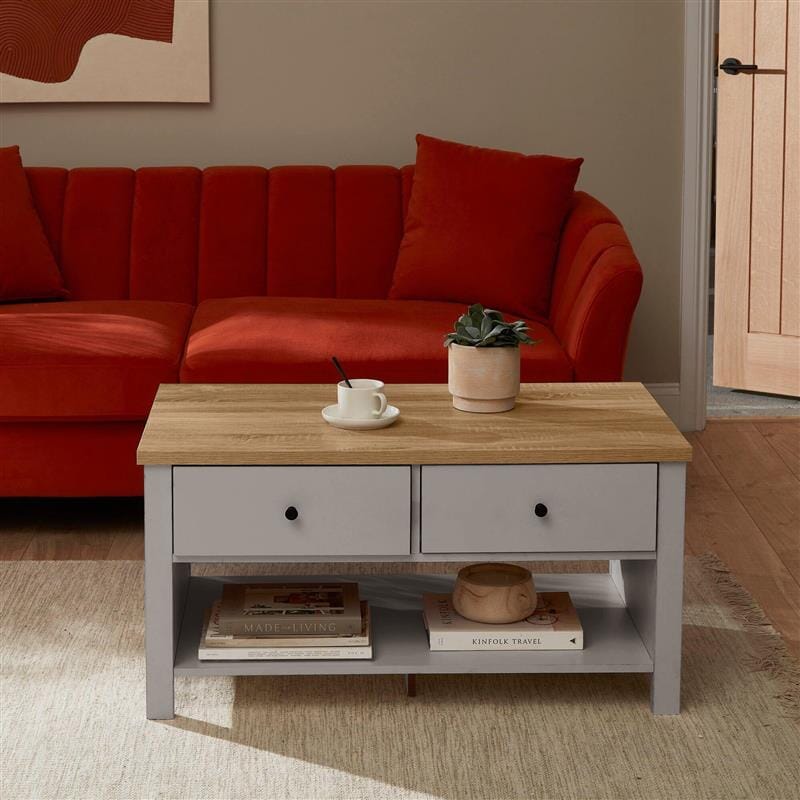 Bampton Stone Grey Coffee Table with Storage - Laura James