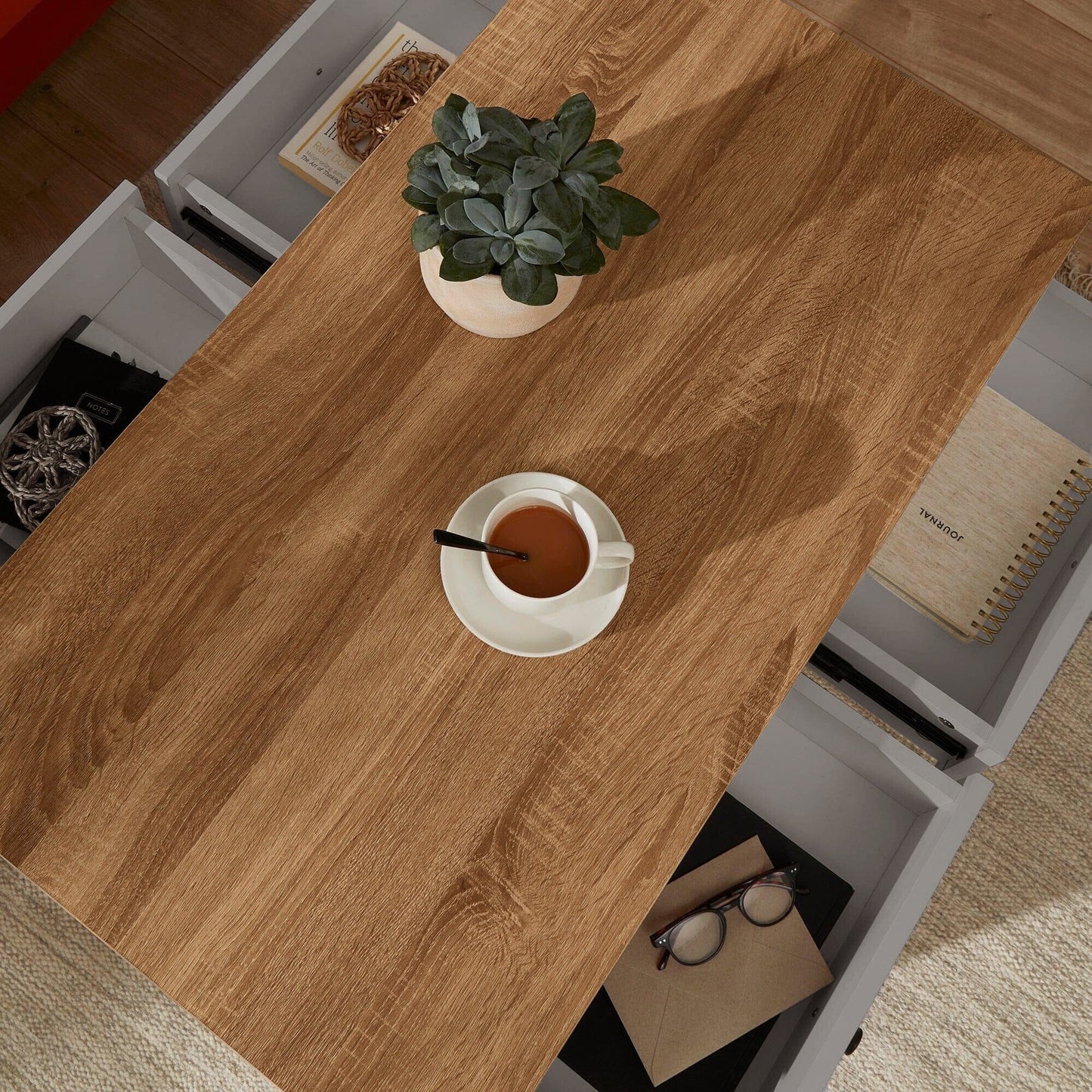 Bampton Stone Grey Coffee Table with Storage - Laura James