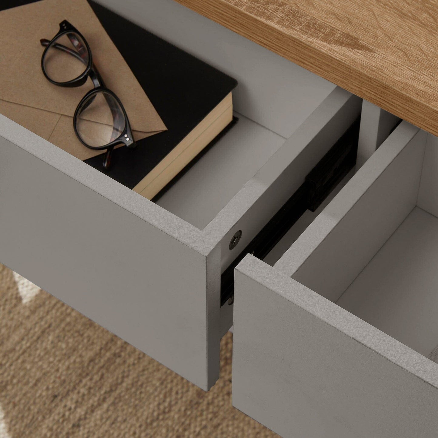 Bampton Stone Grey Coffee Table with Storage - Laura James