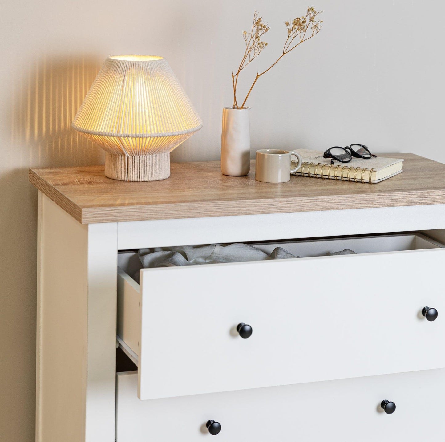 Bampton 4 Drawer Tall Chest of Drawers - Alabaster White - Laura James