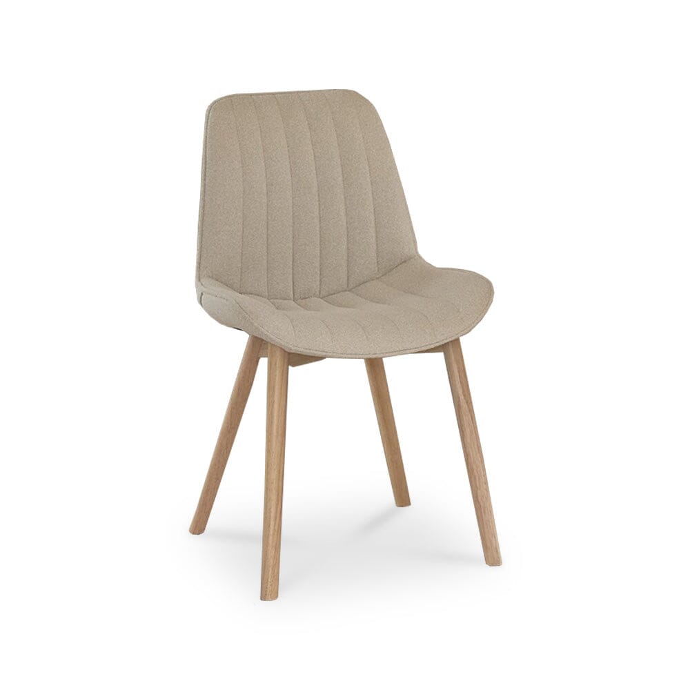 Bella Light Beige Boucle Dining Chairs - Whitewash Legs - Laura James