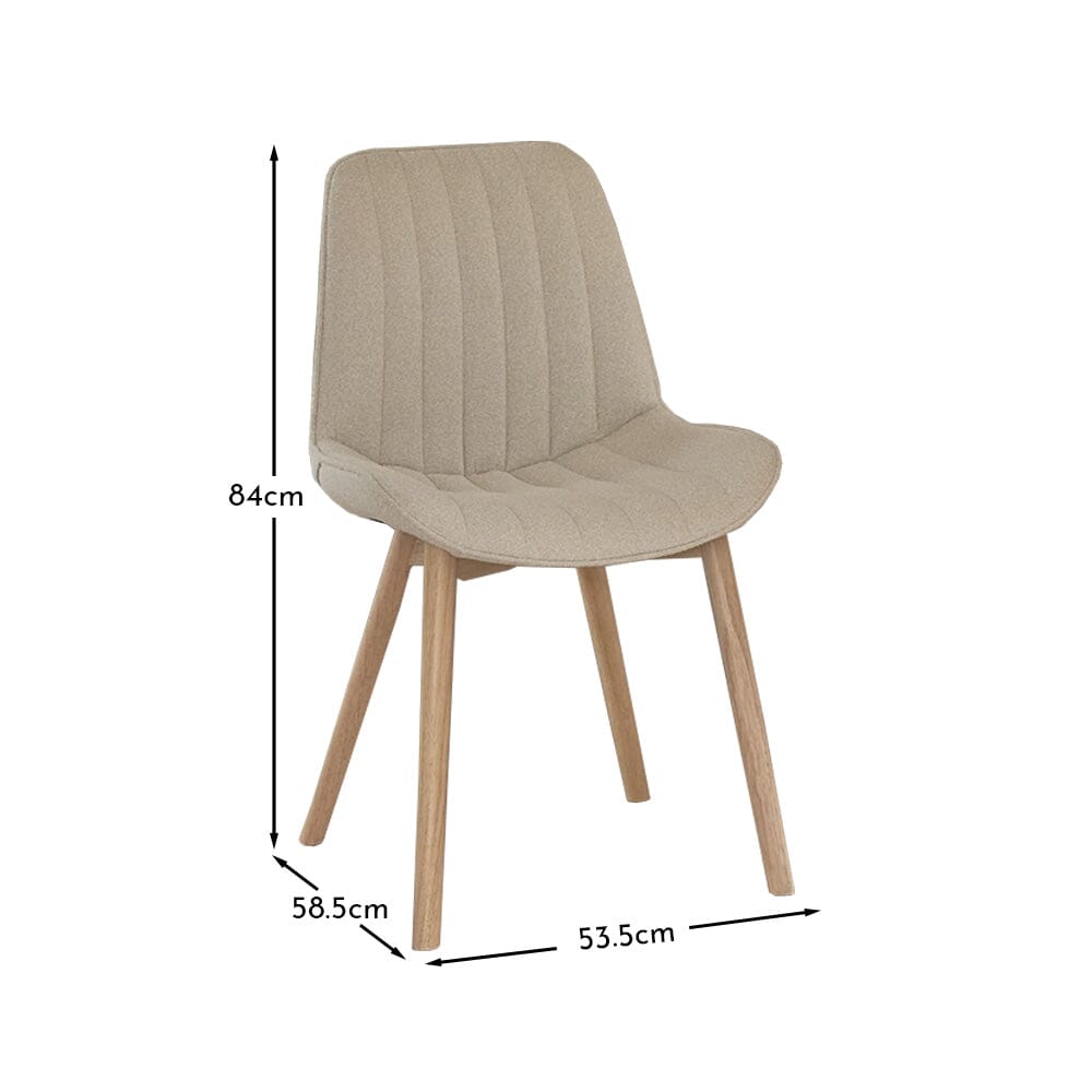Bella Soft Beige Dining Chairs - Set of 2 -Whitewash Oak Legs- Laura James