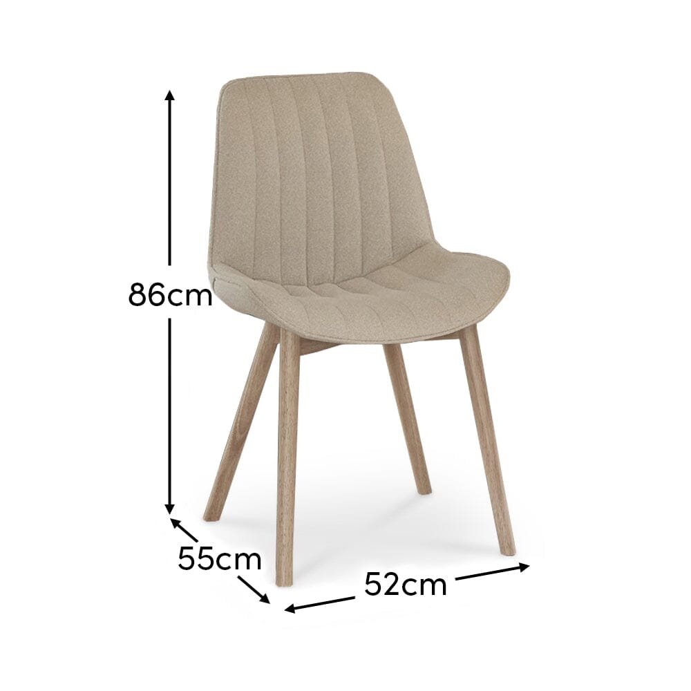 Bella Light Beige Boucle Dining Chairs with Whitewash Oak Legs - Laura James