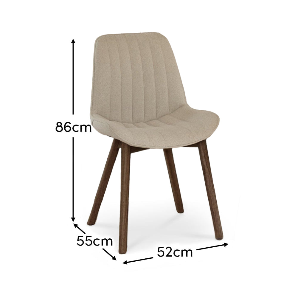 Bella Light Beige Dining Chair - Set of 2 - Coffee Brown Mango Wood Legs - Laura James