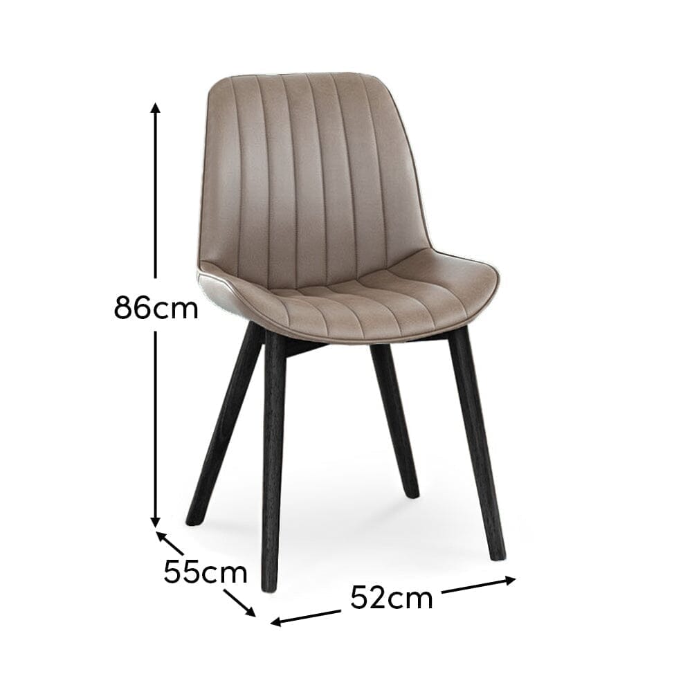 Bella Almond Brown Dining Chair - Set of 2 - Black Oak Legs Laura James