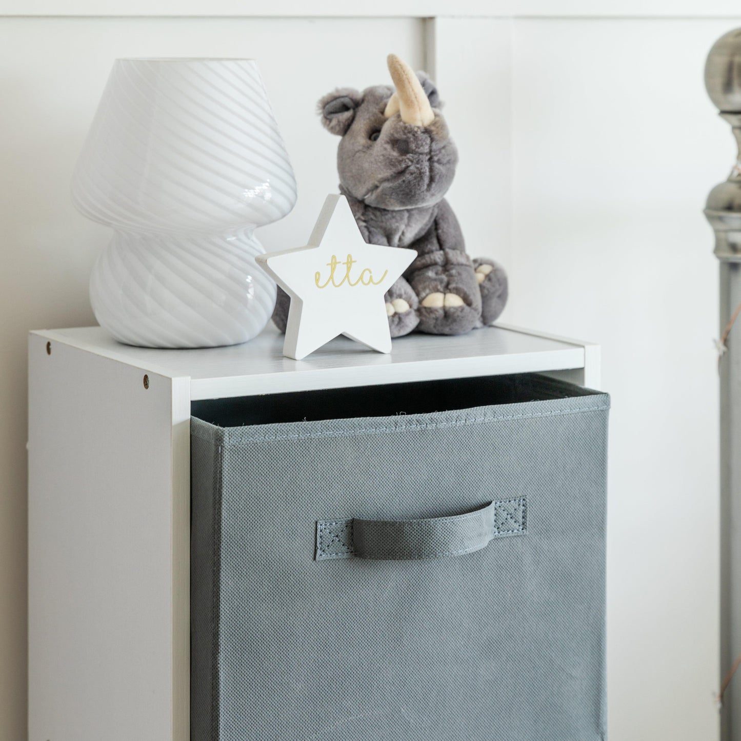 Cara fabric cube storage box - small - grey - Laura James