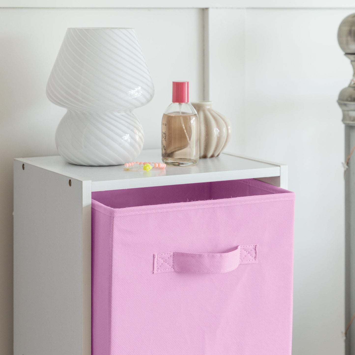 Cara Fabric Cube Storage Box - Small - Bright Pink - Laura James