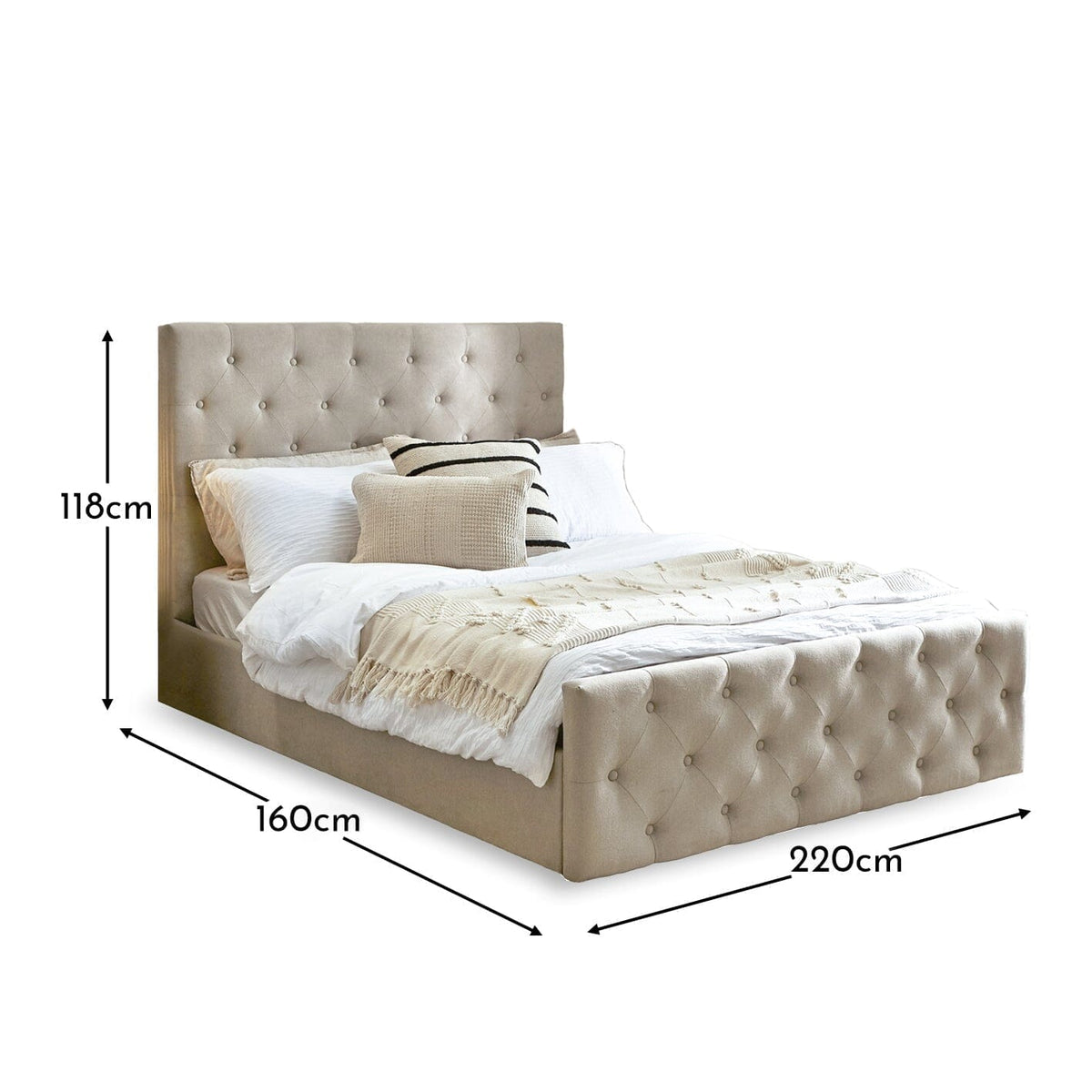 Cavill Beige Fabric King Size Bed - Laura James