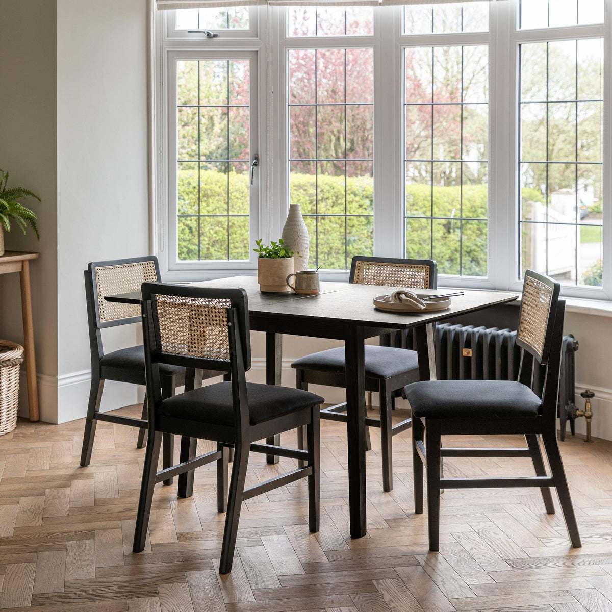 Charlie Black Extendable Dining Table Set - 4 Seater - Charlie Dining Chairs - Laura James