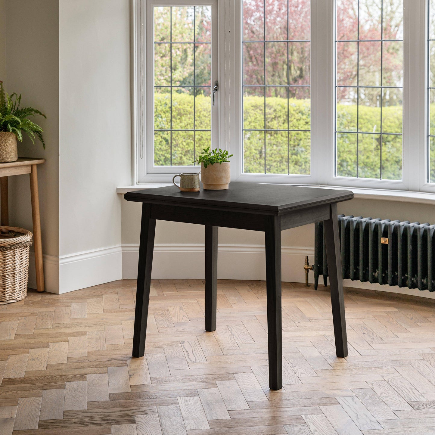 Charlie Black Extendable Dining Table Set - 4 Seater - Faye Woven Black Dining Chairs - Laura James