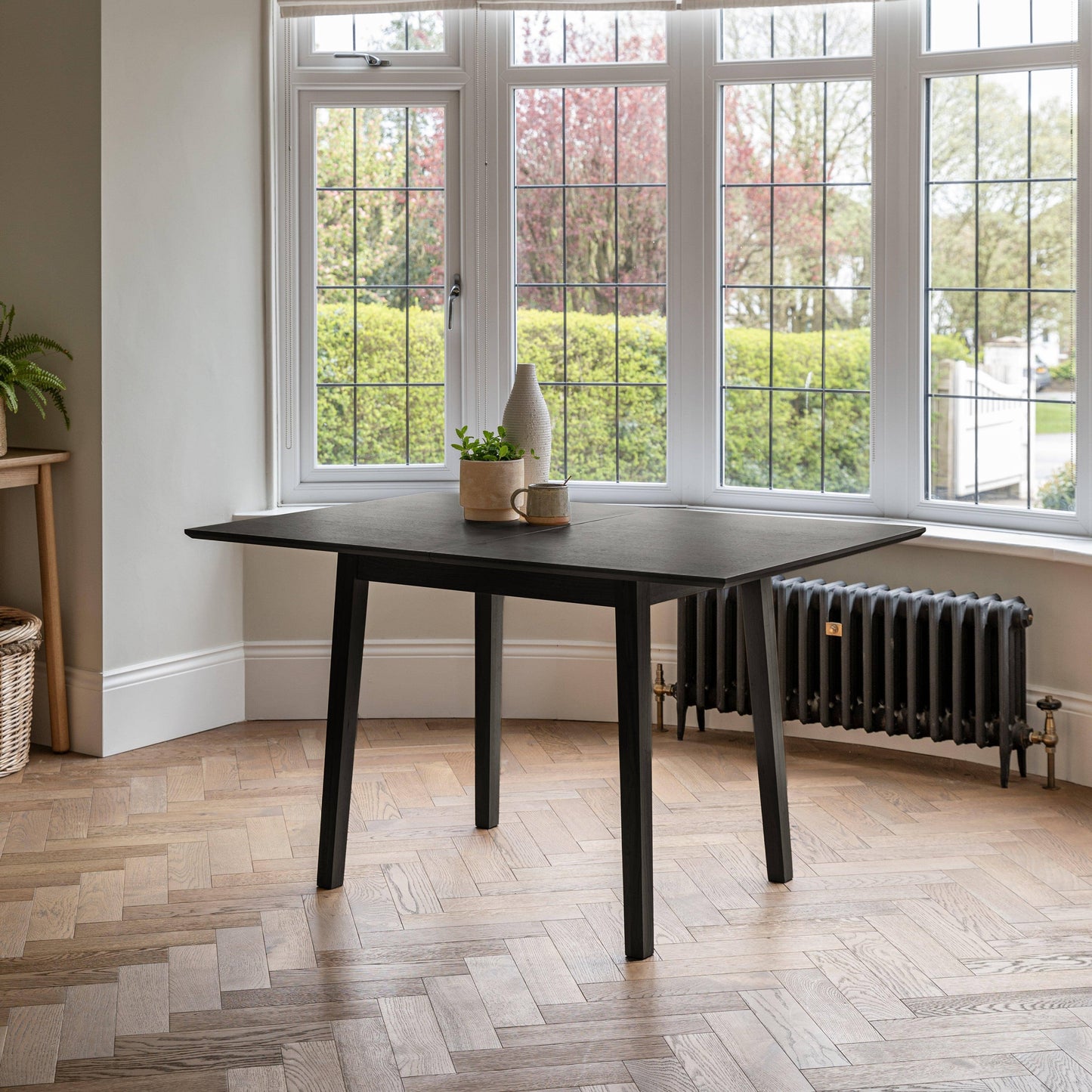Charlie Black Extendable Dining Table Set - 4 Seater - Faye Woven Black Dining Chairs - Laura James