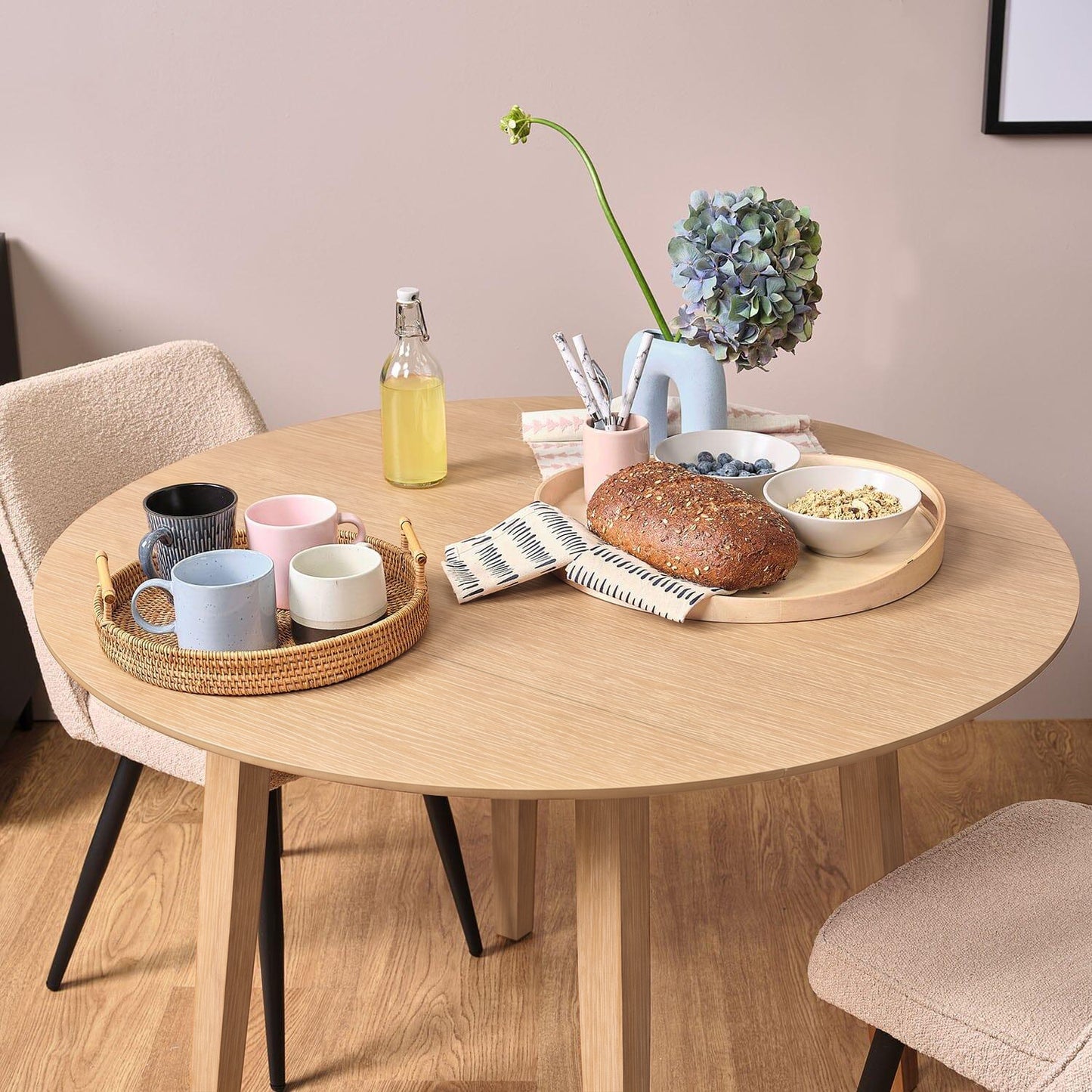 Charlie Whitewash Drop Leaf Table - 100cm - Laura James