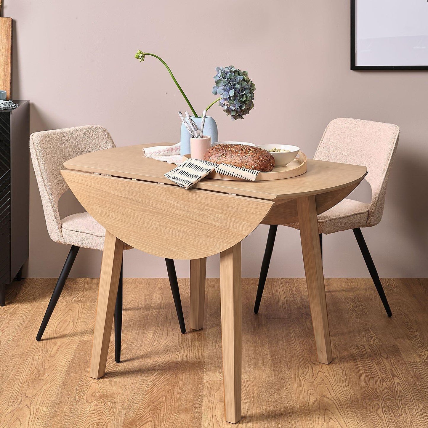 Charlie Whitewash Drop Leaf Table - 100cm - Laura James