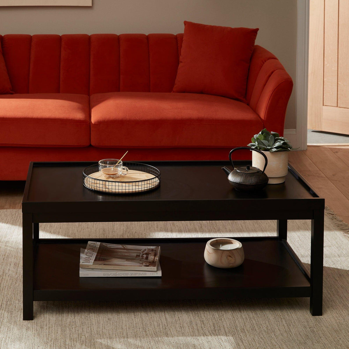 Charlie Rectangular Coffee Table in Noir Black - Laura James