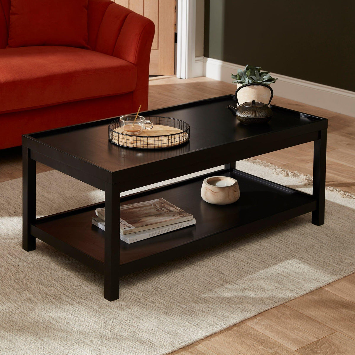 Charlie Rectangular Coffee Table in Noir Black - Laura James
