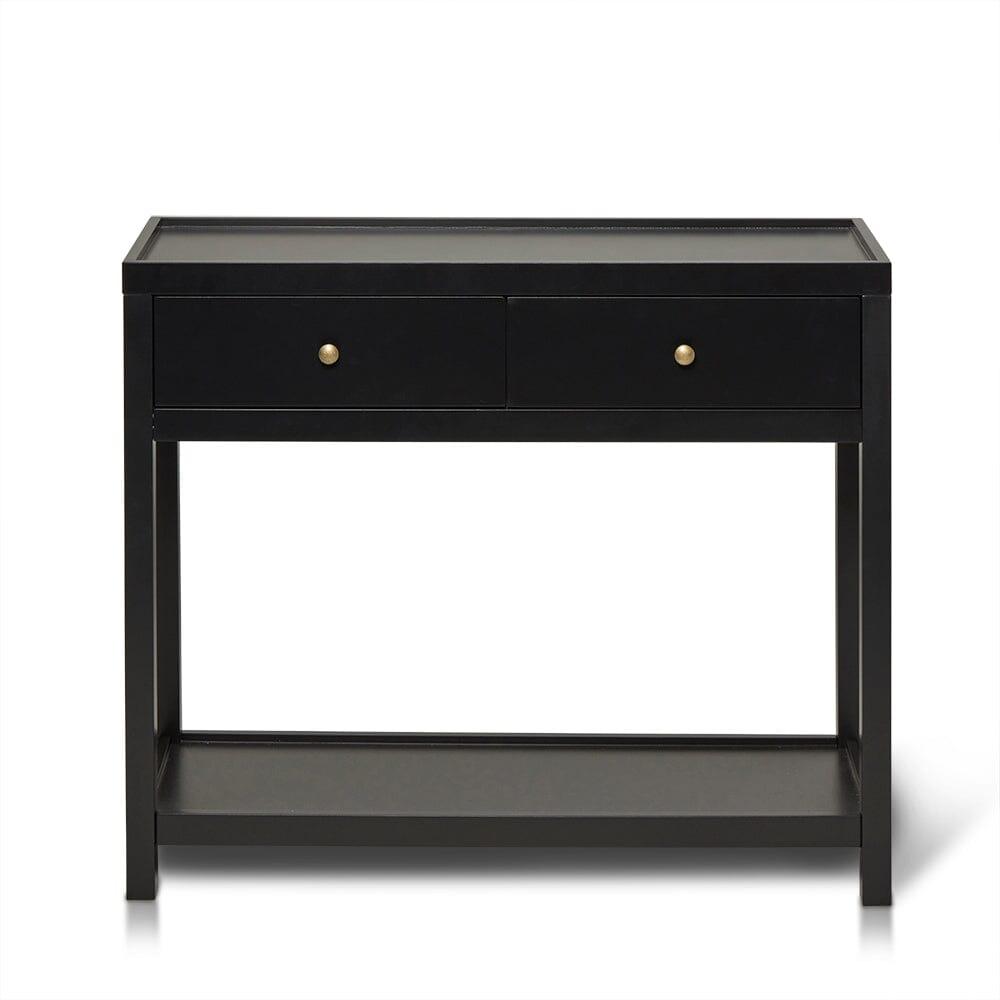 Charlie Two Drawer Console Table in Noir Black - Laura James