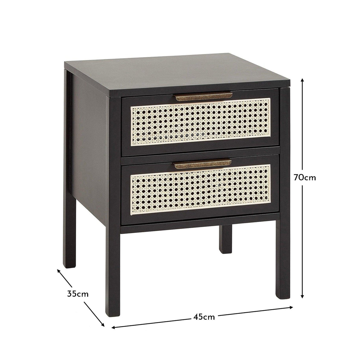 Charlie bedside table - 2 drawer - black