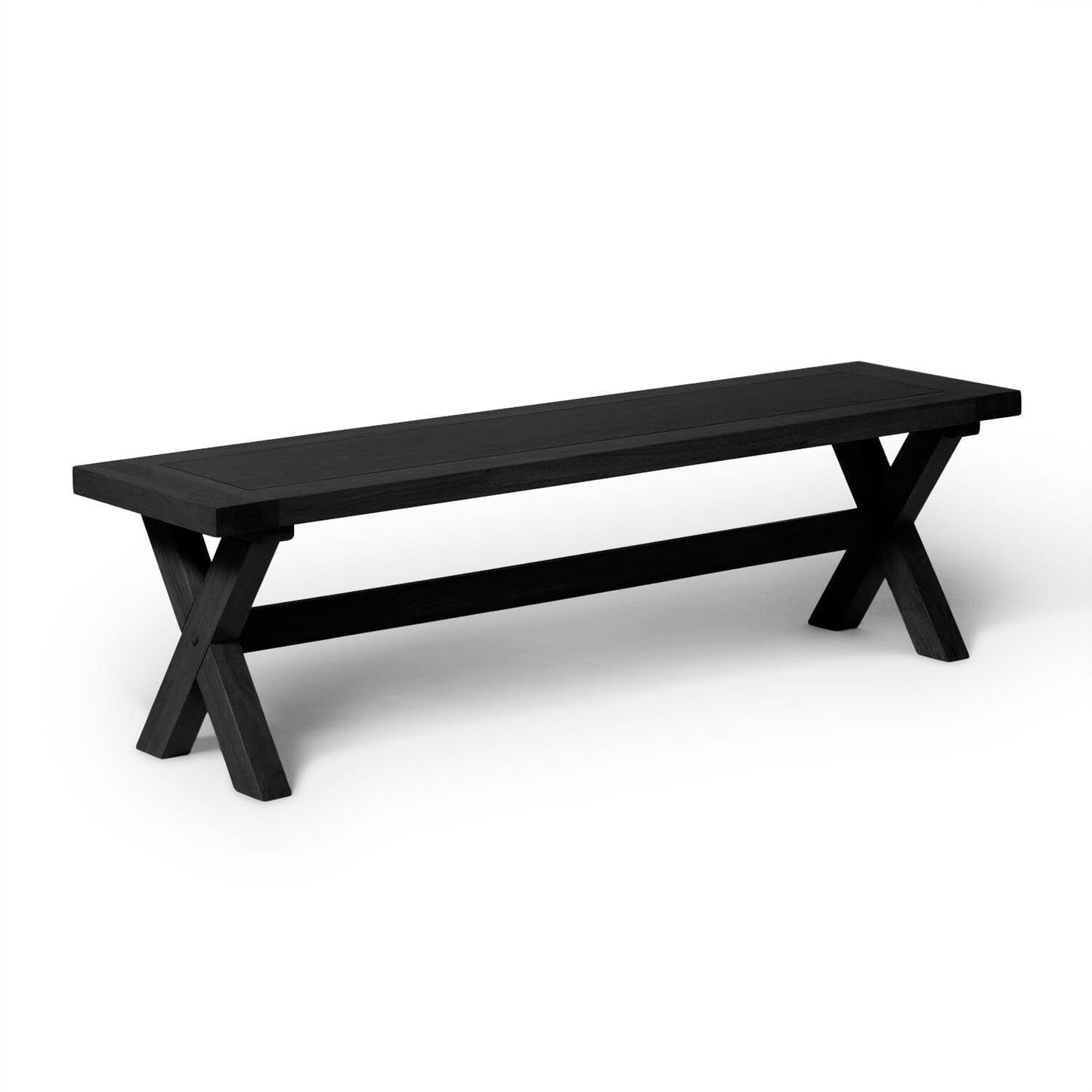 Charlotte Black Oak Dining Table with 2 Black Oak Dining Benches - Laura James