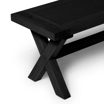 Charlotte Black Oak Dining Table with 2 Black Oak Dining Benches - Laura James