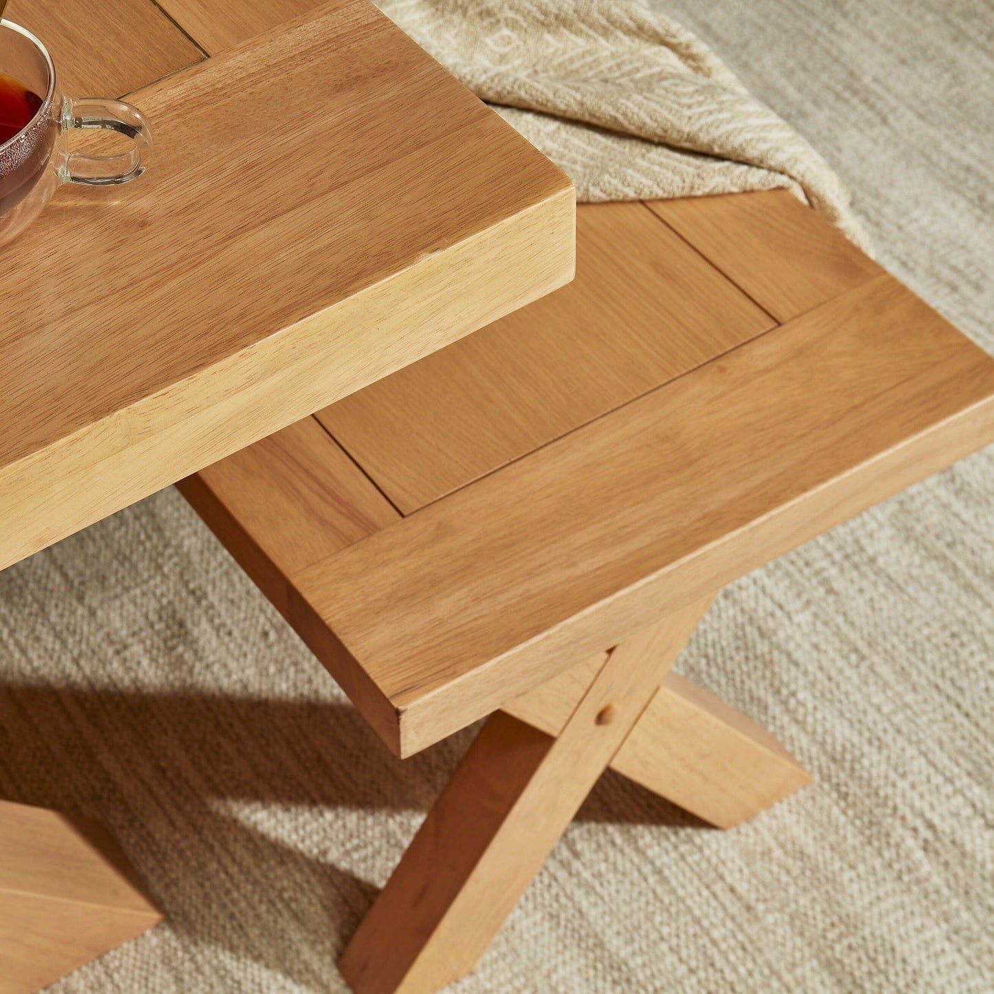 Charlotte Pale Oak Cross Leg Bench - Laura James