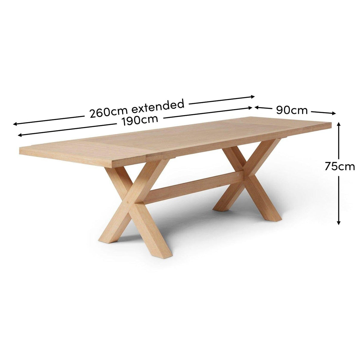 Charlotte Whitewash Oak Rustic Farmhouse Dining Table - Laura James