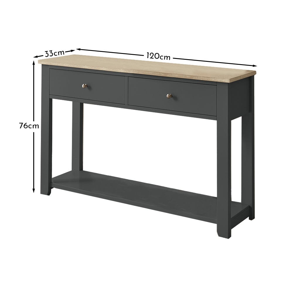 Outlet - Chatsworth Slate Grey 2 Drawer Console Table - 120cm