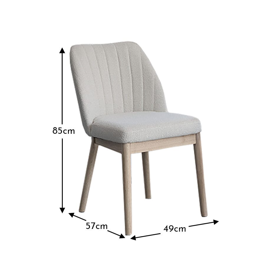 Chloe Dining Chair - Set of 2 - Light Beige with Whitewash Oak Legs - Laura James