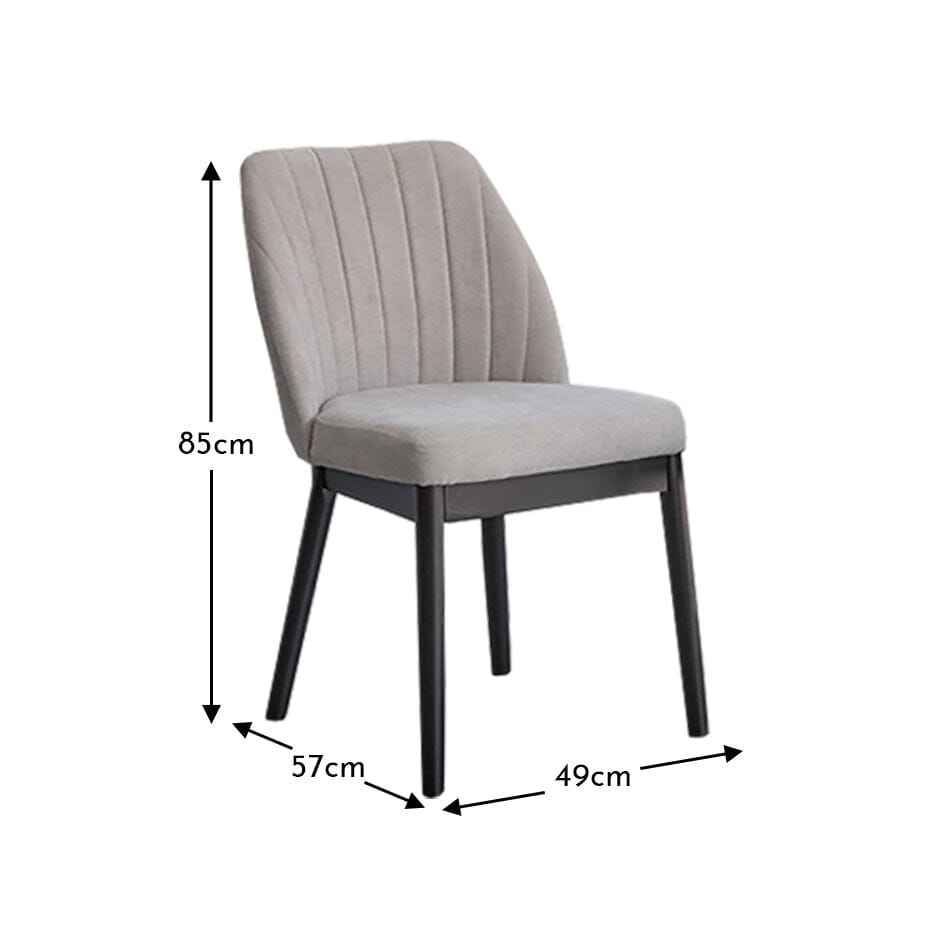 Chloe Dining Chair - Set of 2 - Soft Beige with Black Oak Legs - Laura James