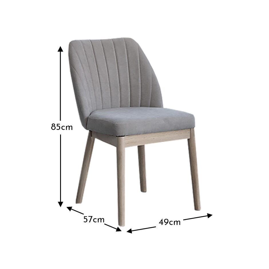 Chloe Dining Chair - Set of 2 - Soft Beige with Whitewash Oak Legs - Laura James