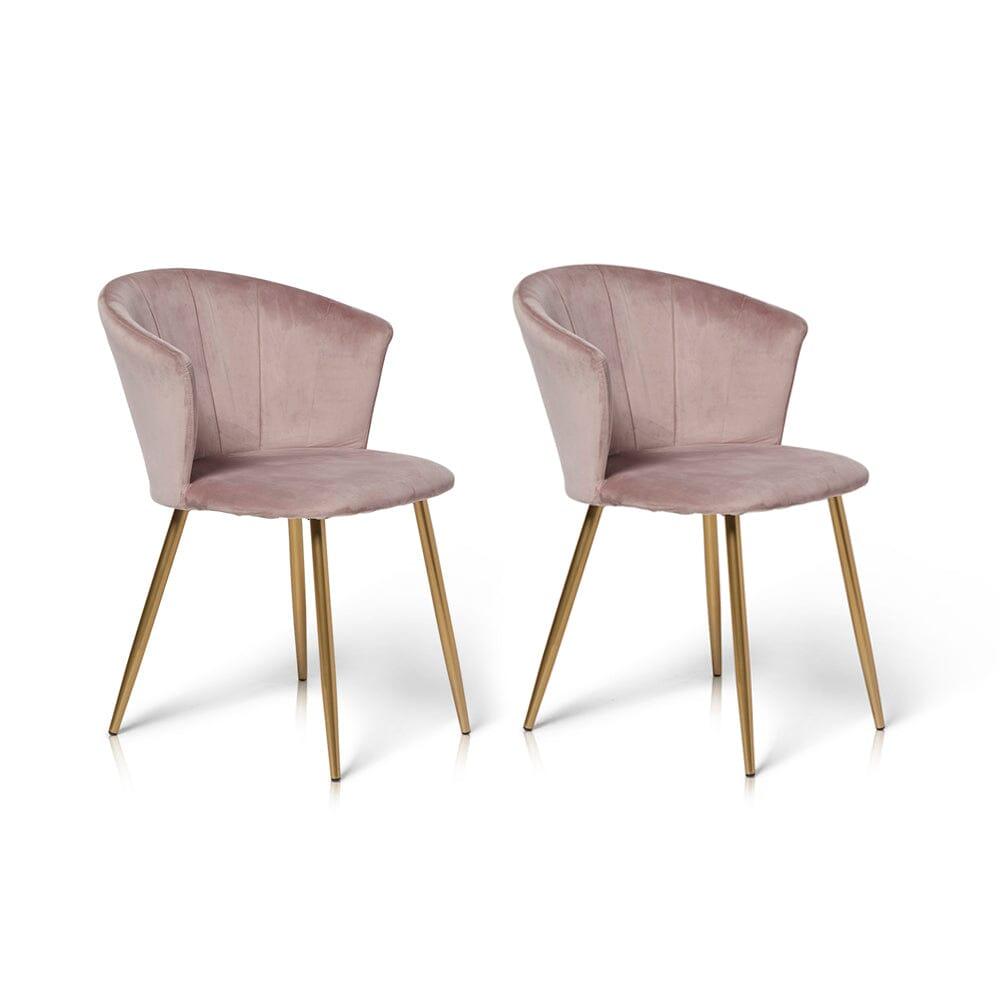 Cleo Pink Velvet Dining Chair with Gold Legs - Laura James