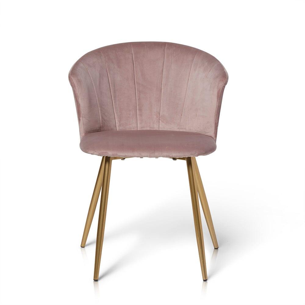 Cleo Pink Velvet Dining Chair with Gold Legs - Laura James