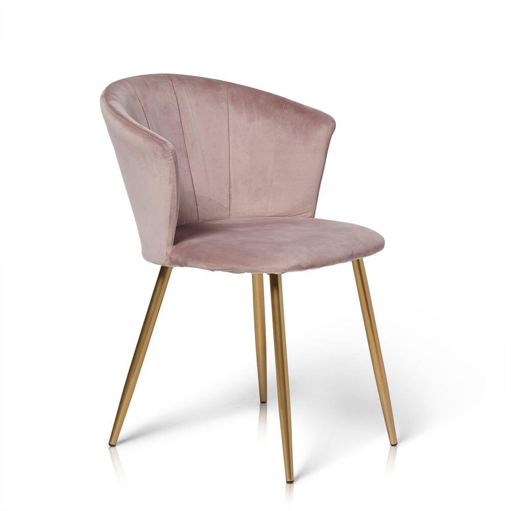 Cleo Pink Velvet Dining Chair with Gold Legs - Laura James
