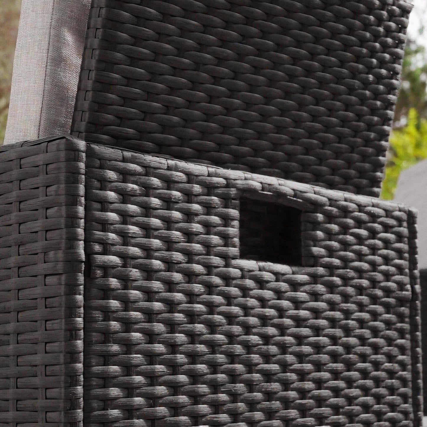 Cube 8 Seater Rattan Outdoor Dining Set with Cream LED Premium Parasol - Mixed Black Weave