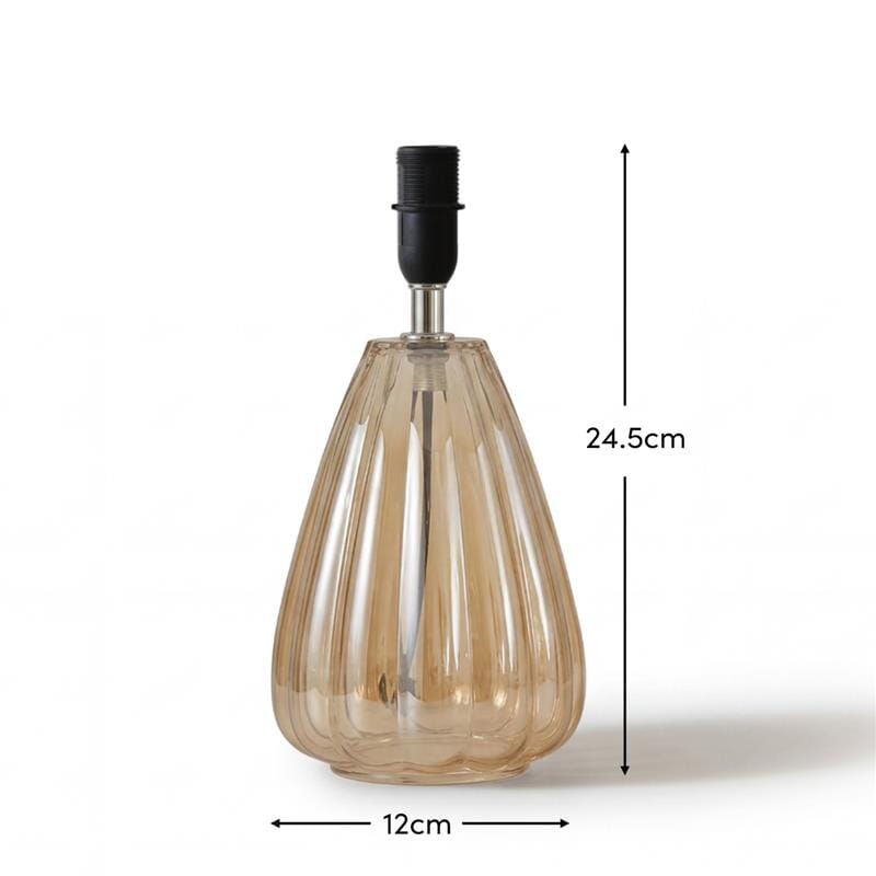 Alma 23cm Glass Lamp Base - Champagne & Coningsby 30cm Cotton Lamp Shade - Snow White - Laura James