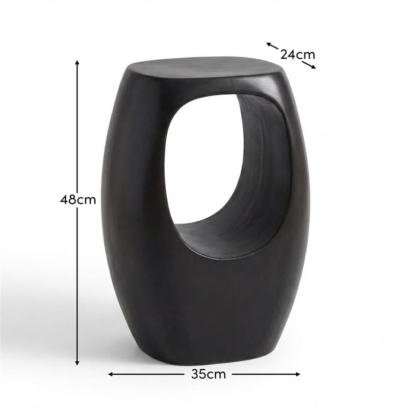 Sohan Garden Concrete Garden Side Table - Lava Black - Laura James
