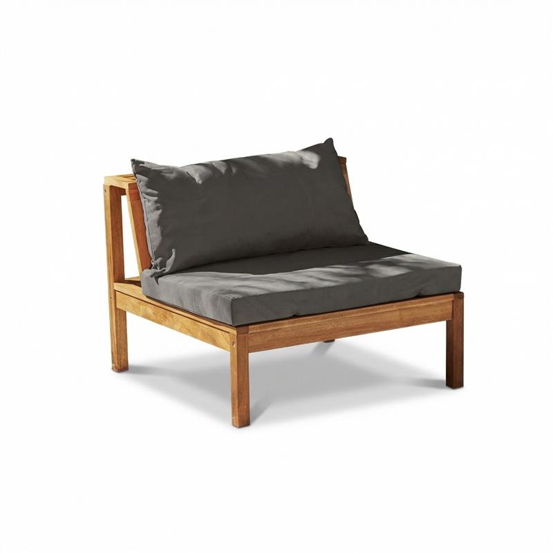 Dakota Mid Section/Chair - Natural Acacia with Grey Cushions - Laura James