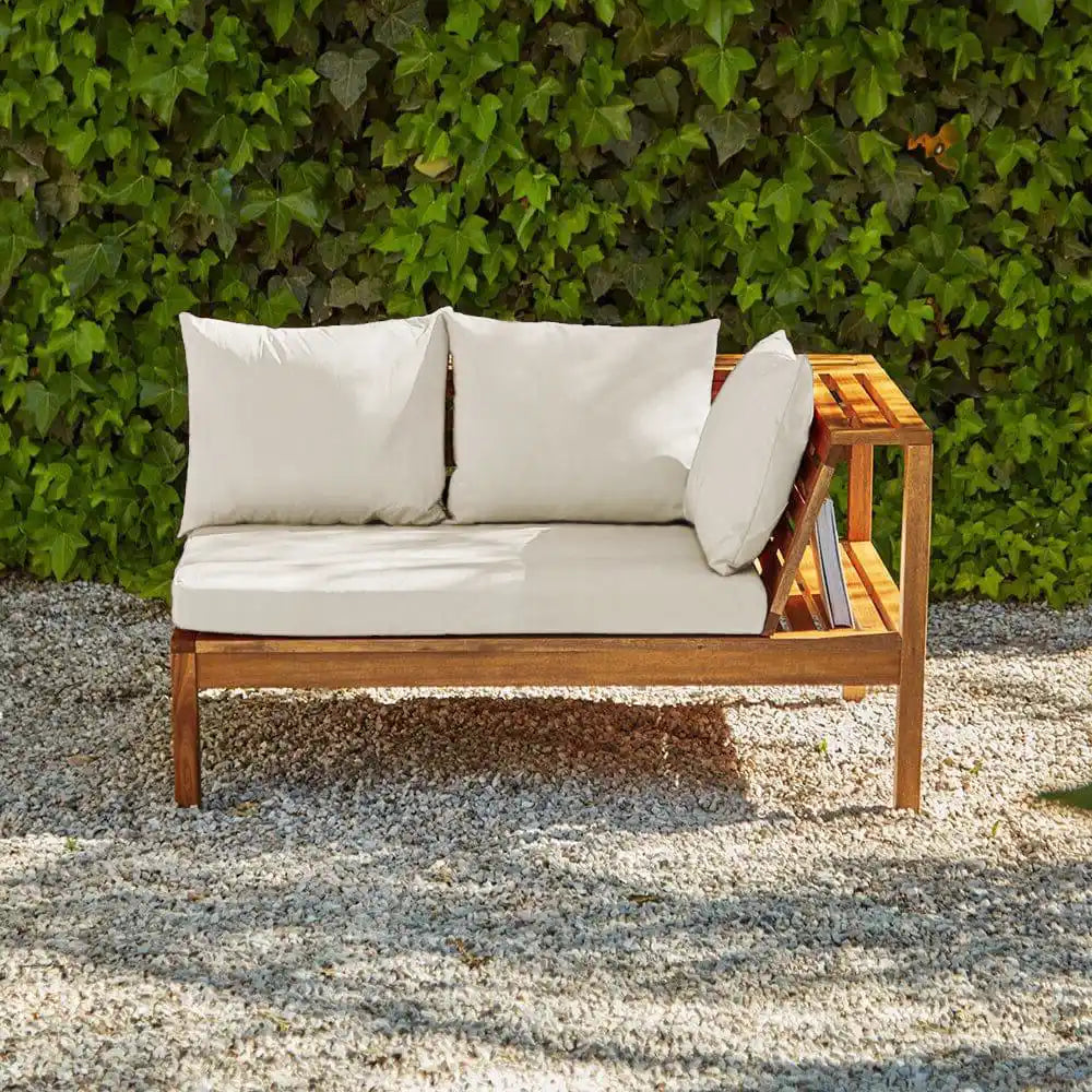 Dakota Corner Wooden Sofa Set - Natural Cushions - Laura James