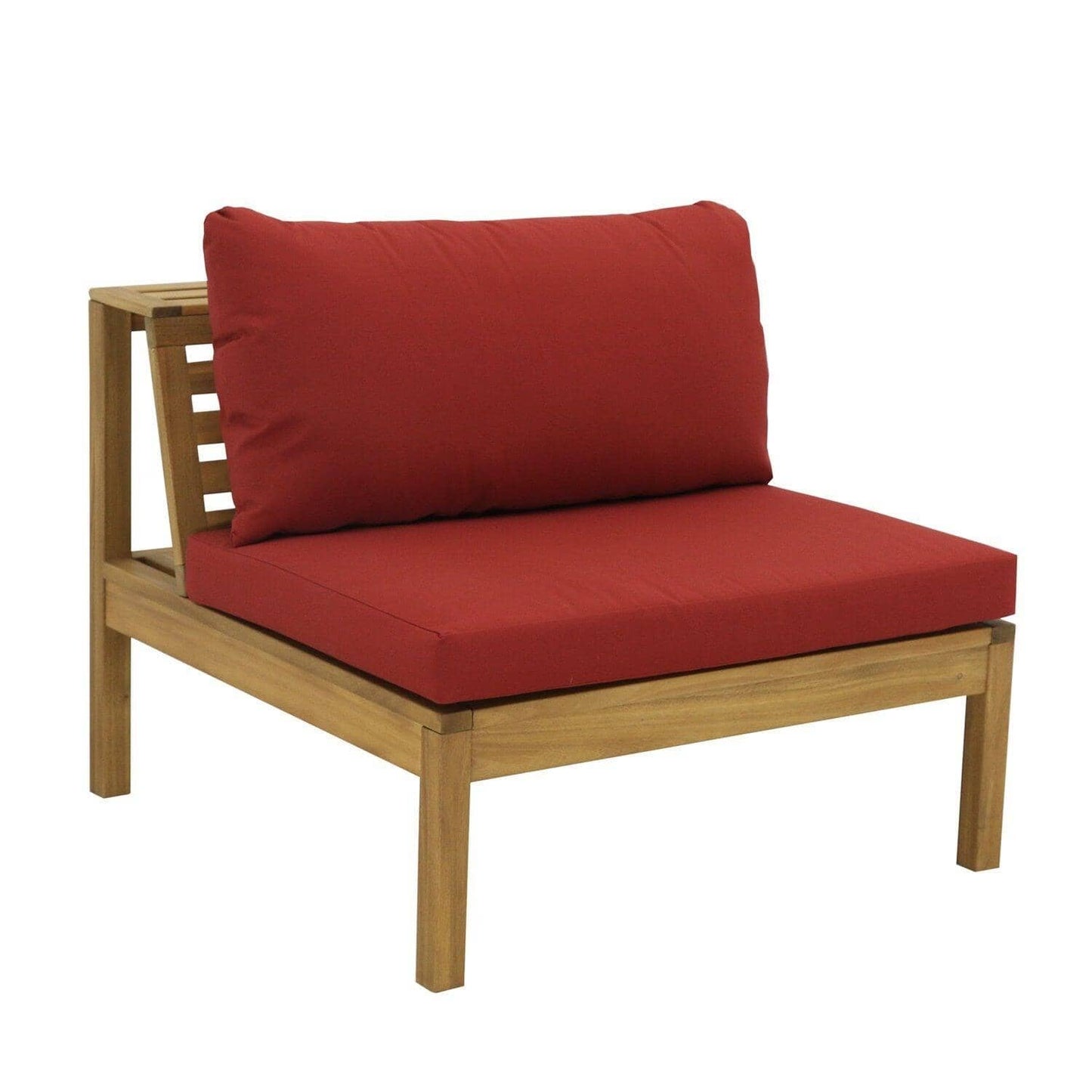 Dakota Wooden Garden Corner Sofa Set with Cream Parasol - Red Cushions