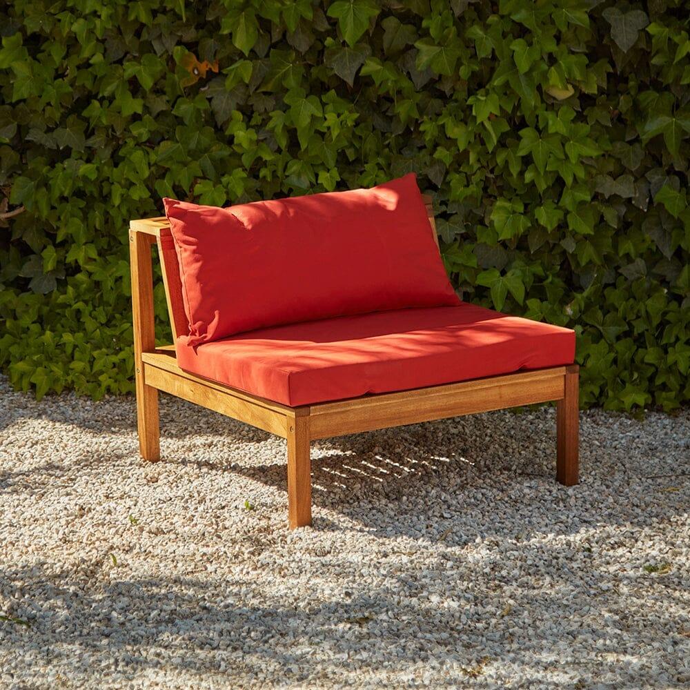 Dakota Wooden Garden Corner Sofa Set with Grey Parasol - Red Cushions - Laura James