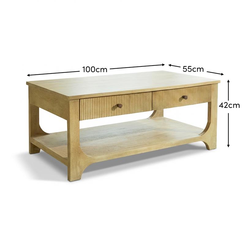 Jade Chalked Mango Wood Rectangular Coffee Table - Laura James